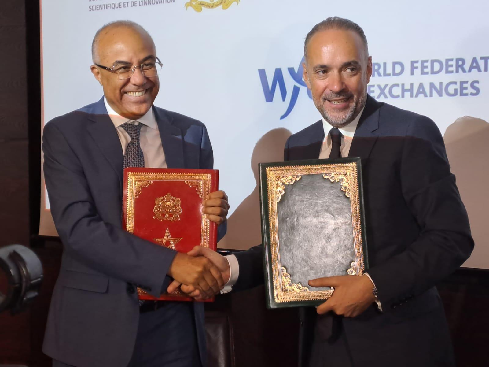 Signature de trois conventions de partenariat entre le Ministère de l'Enseignement Supérieur, de la Recherche Scientifique et de l'Innovation, la Bourse de Casablanca, la Fédération Mondiale des Bourses (WFE) et le Chartered Institute for Securities and Investment (CISI)